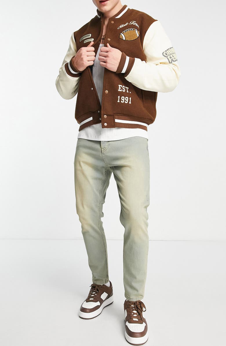 Topman Men's Tapered Fit Dirty Jeans, Alternate, color, 