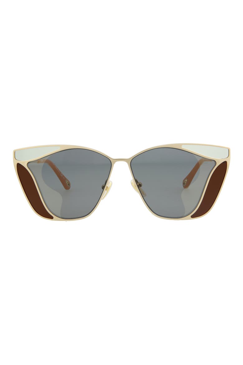 Novelty 59mm Cat Eye Sunglasses, Main, color, GOLD GOLD GREY