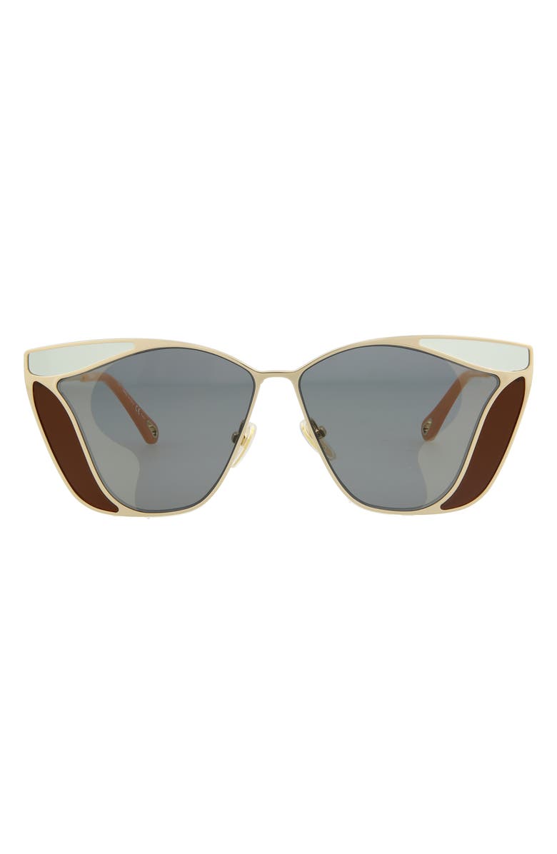 Chloé Novelty 59mm Cat Eye Sunglasses, Main, color, Gold Gold Grey