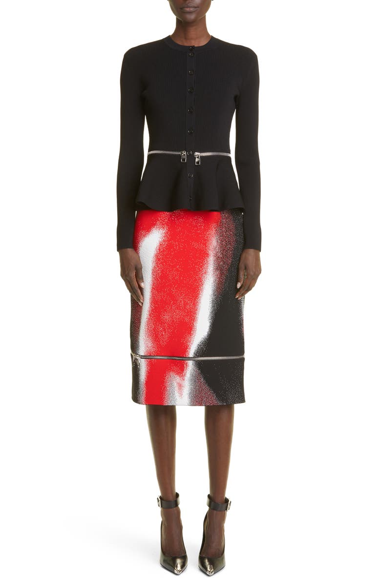 McQueen Rib Peplum Cardigan, Alternate, color,