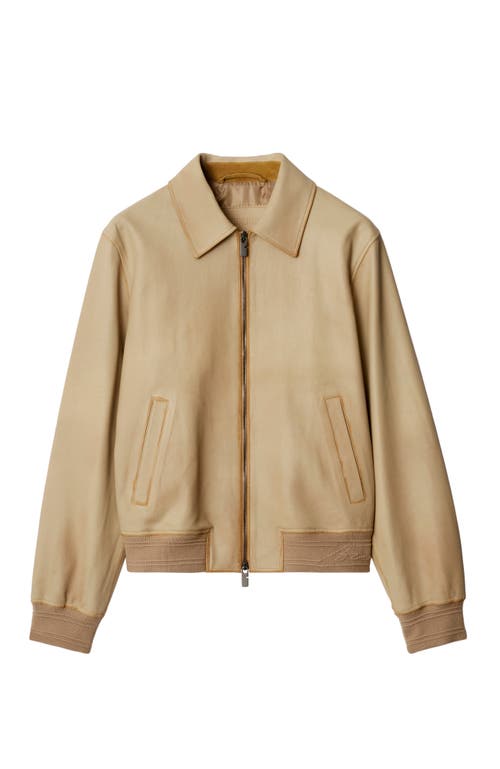 Burberry Suede Harrington Jacket In Tan