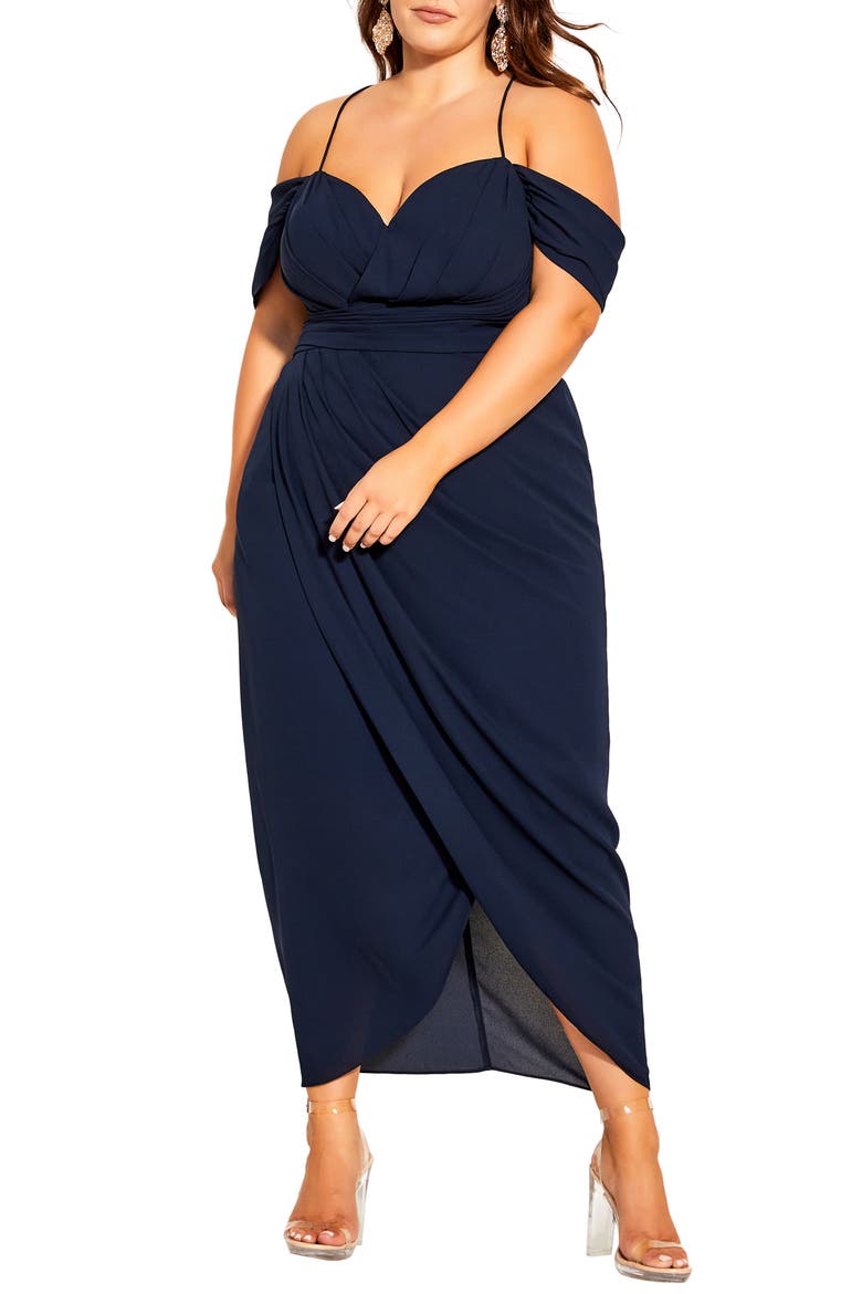 Entwine Cold Shoulder Dress, Main, color, NAVY