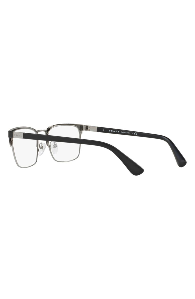 Prada 55m Rectangle Optical Glasses, Alternate, color, Matte Black