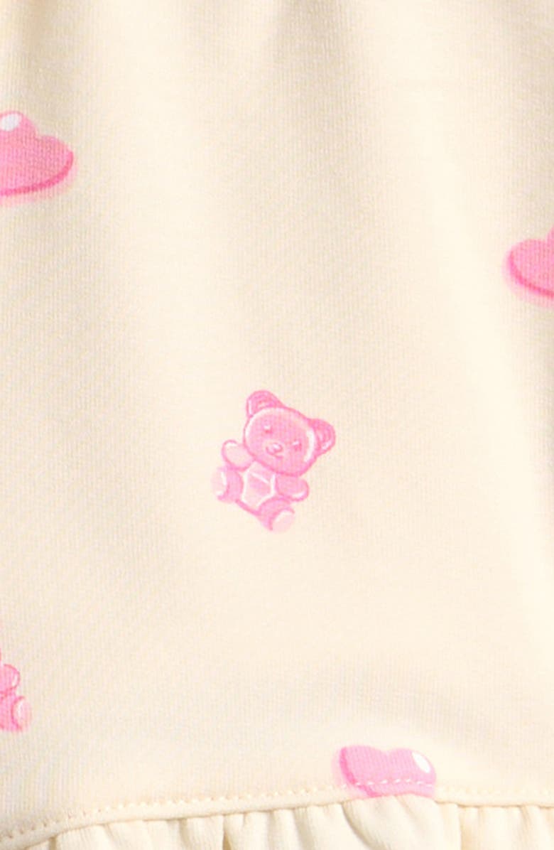 MILES THE LABEL Kids' Gummy Bears Ruffle Short Sleeve French Terry Sweat Shorts, Alternate, color, Off White