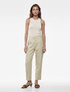 Koton Linen Blend Pleated Tailored Pants with Cuffed Hem