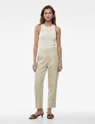 Koton Linen Blend Pleated Tailored Pants with Cuffed Hem