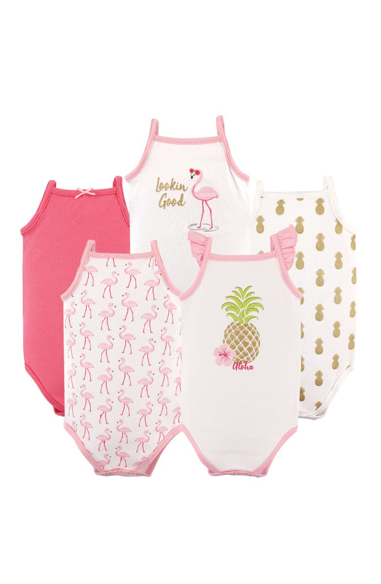 Hudson Baby Soft Cotton Sleeveless Infant Bodysuits, Main, color, Pineapple