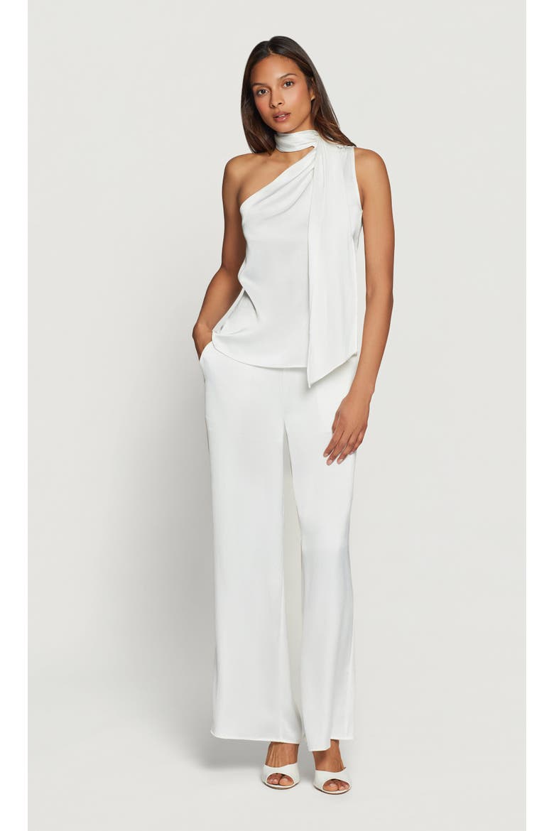 Kelela Hammered Satin Pants, Alternate, color, White