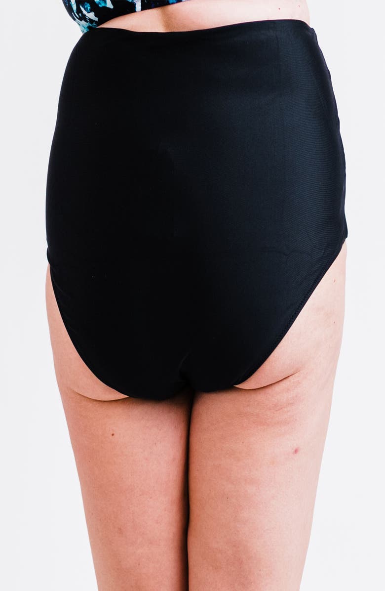 Calypsa Plus Size High-Waisted Bikini Bottom, Alternate, color, Black