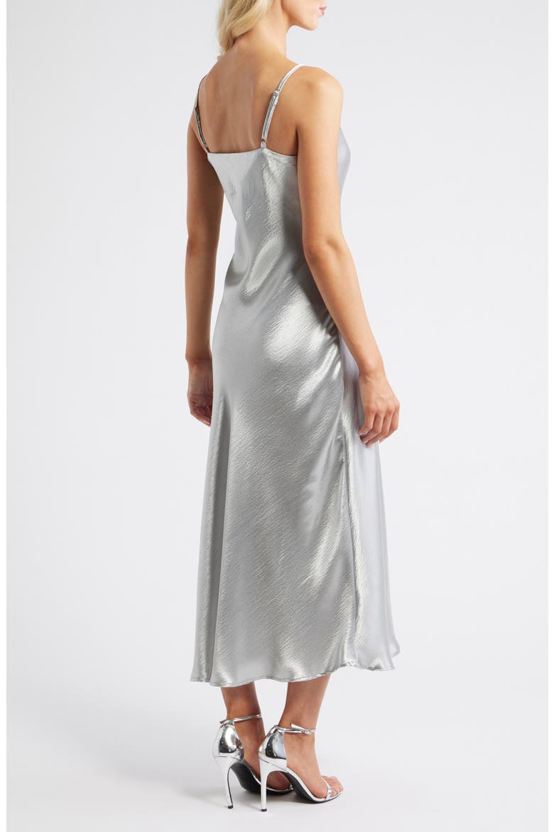 Metallic Slipdress & Sweater, Alternate, color, SILVER