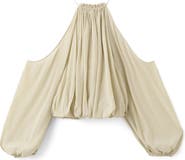 MANGO Cold Shoulder Bubble Hem Top