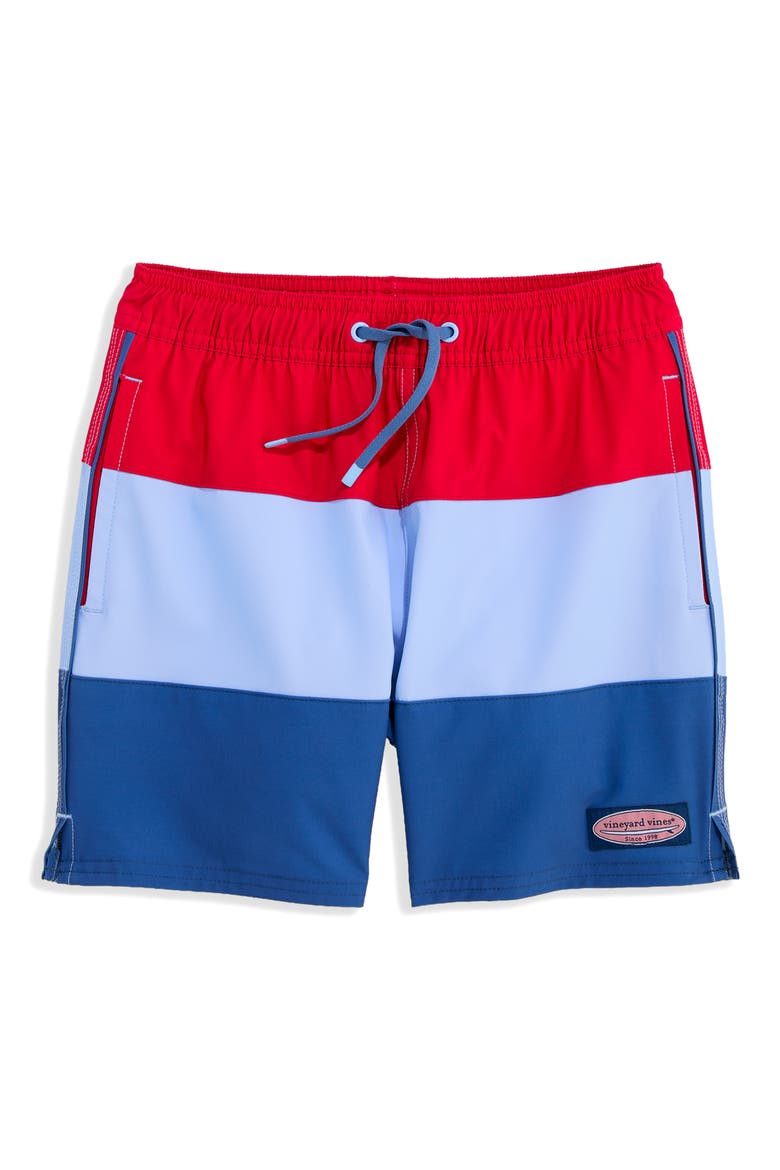 Kids' Chappy Colorblock Swim Trunks, Main, color, LIGHTHOUSE RED