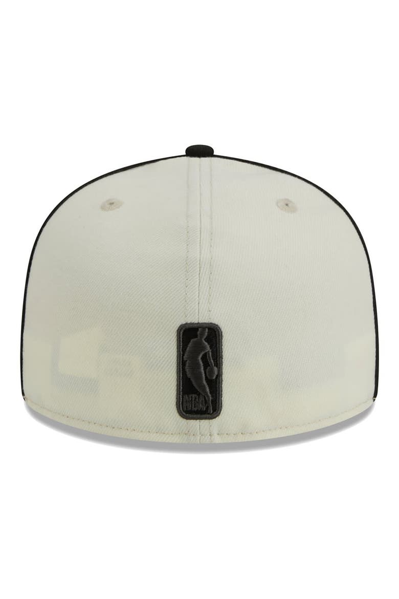 Men's New Era Cream/Black Brooklyn Nets Piping 2-Tone 59FIFTY Fitted Hat, Alternate, color, Cream