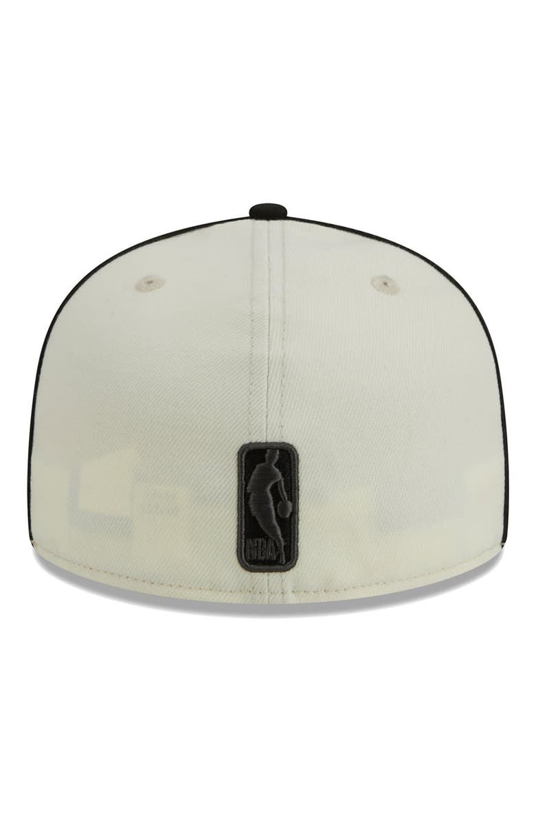 New Era Men's New Era Cream/Black Brooklyn Nets Piping 2-Tone 59FIFTY Fitted Hat, Alternate, color, Cream