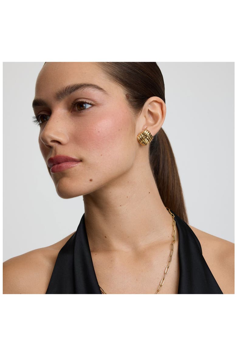 Statement Twist Stud Earrings, Alternate, color, GOLD