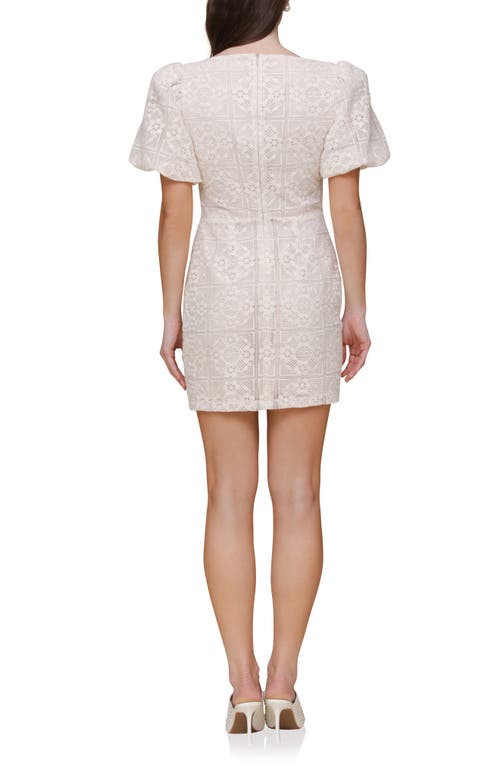 Avec Les Filles Puff Sleeve Lace Overlay Minidress In Neutral