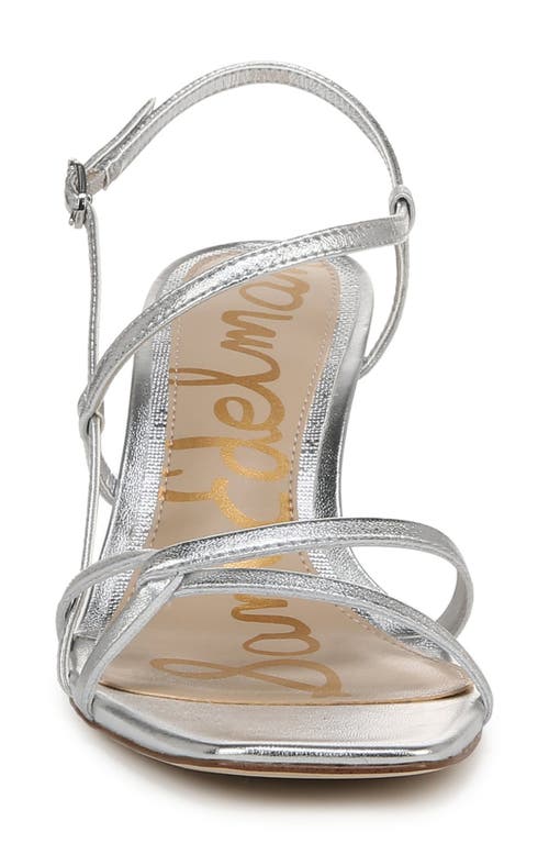 Sam Edelman Emmie Strappy Heel Sandal Soft Silver Leather In Soft Silver