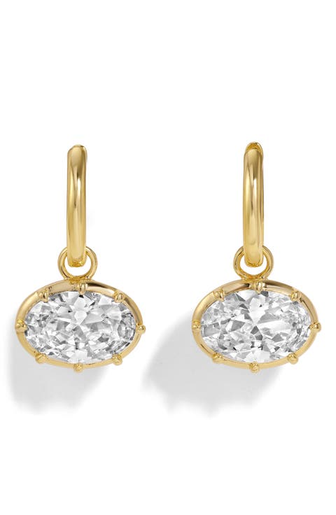 Cleo Oval Cubic Zirconia Charm Huggie Hoop Earrings