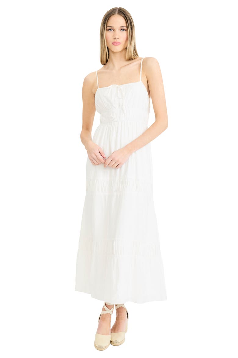 Square Neck Tiered Midi Sundress, Alternate, color, CLOUD DANCER