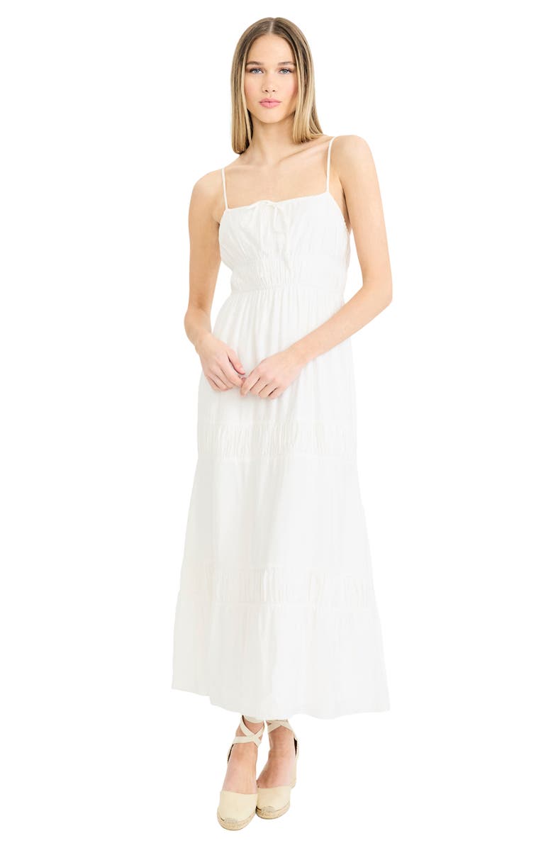 The Good Journey Square Neck Tiered Midi Sundress, Alternate, color, Cloud Dancer