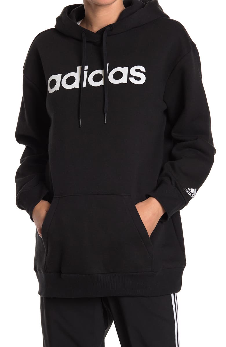 adidas Drawstring Logo Hoodie, Main, color, 