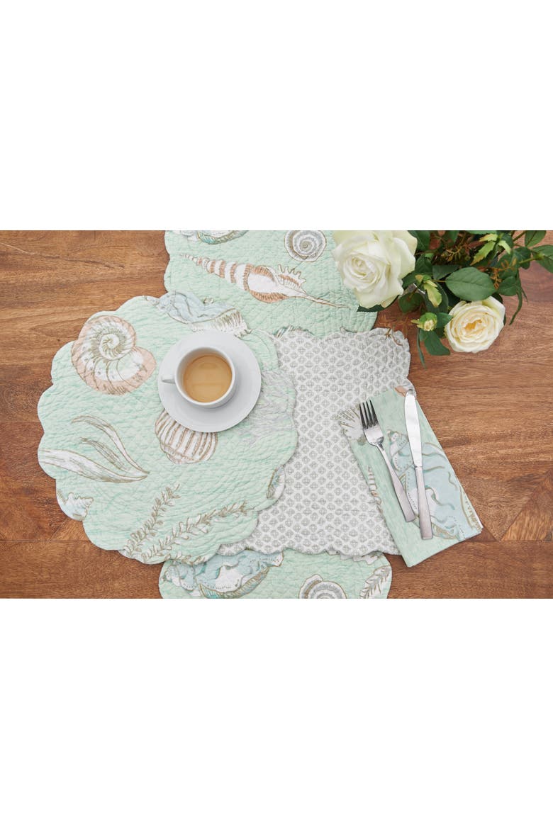 Breezy Shores Cotton Reversible Cloth Napkin Set of 6, Alternate, color, Green