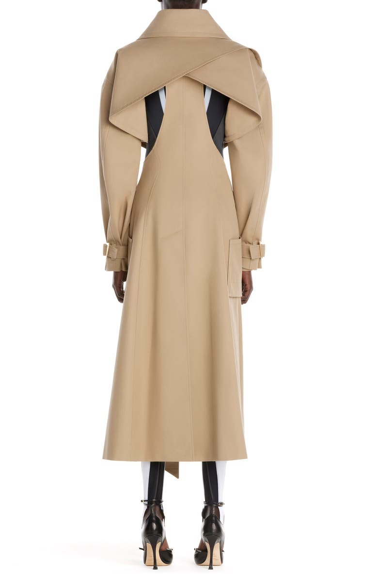 MUGLER Cutout Gabardine Trench Coat, Alternate, color, 