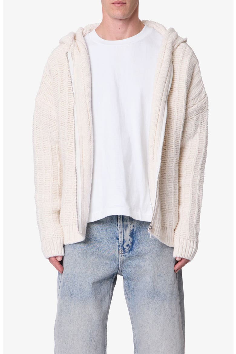 Open Stitch Zip Hooded Cardigan, Main, color, OFF WHITE