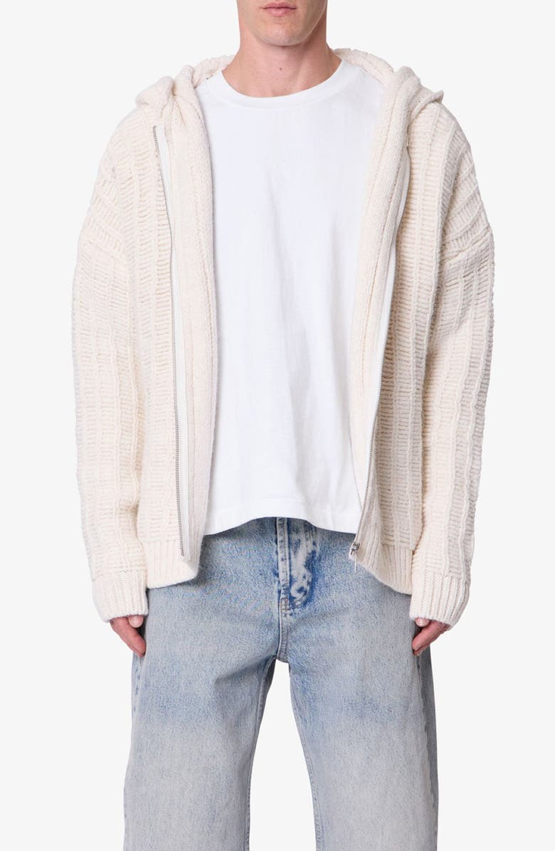 mnml Open Stitch Zip Hooded Cardigan, Main, color, Off White