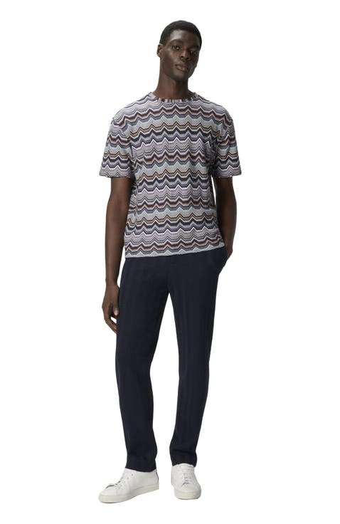 Crew Neck T-shirt With Geometric Zigzag