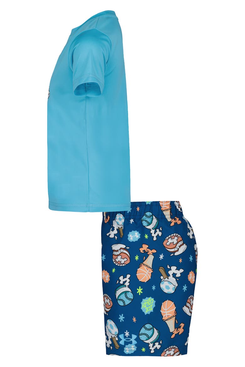Kids' Ice Cream Rashguard & Swim Trunks Set, Alternate, color, FRESCO BLUE