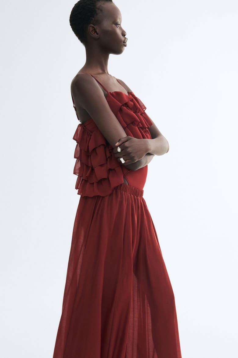 Oversized Lyocell-Blend Pants, Alternate, color, Dark red