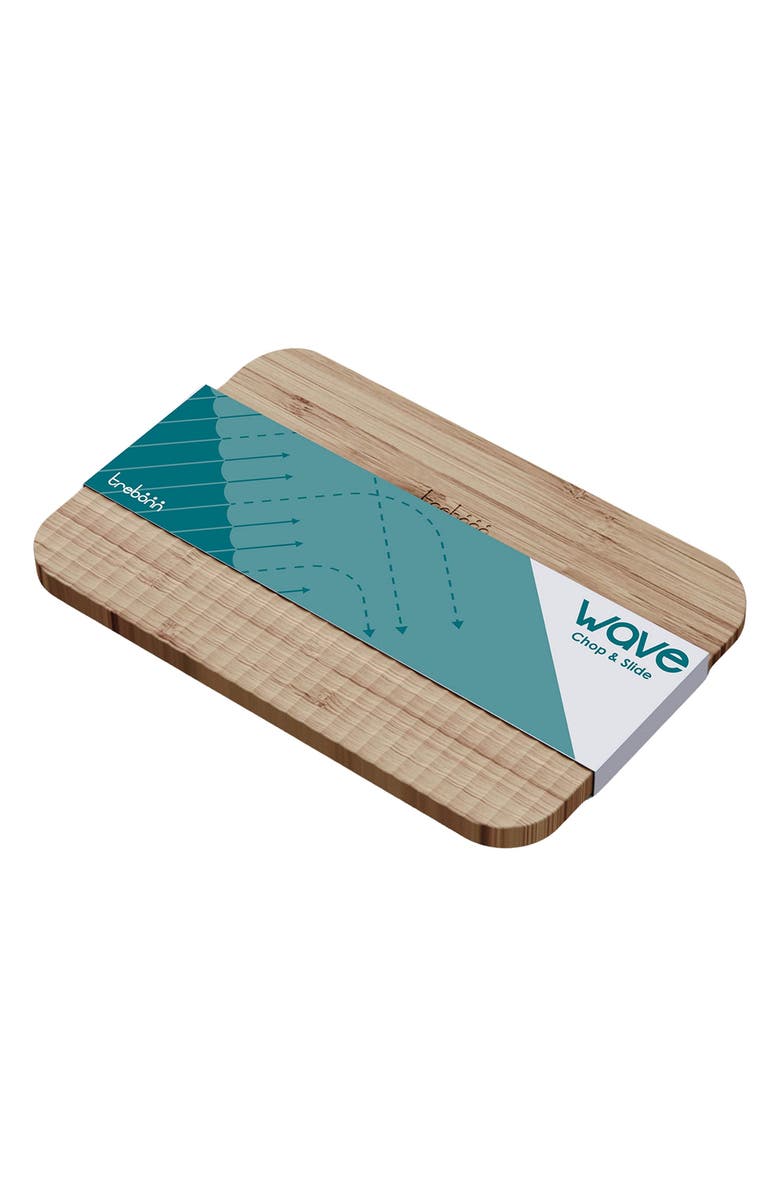 TREBONN Wave Pattern Chop & Slide Small Bamboo Chopping Board, Alternate, color, Blue