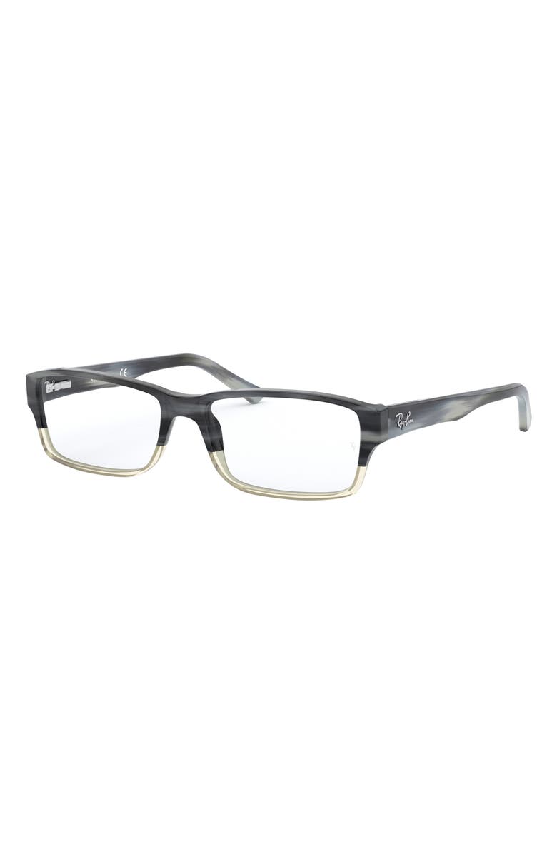 Ray-Ban 54mm Rectangular Blue Light Blocking Glasses, Alternate, color, Polished Blue