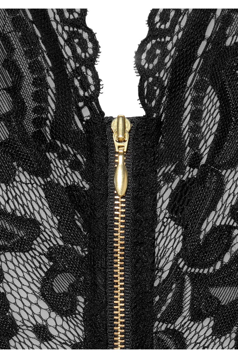 Plunge Zipper Detail Teddy, Alternate, color, Black