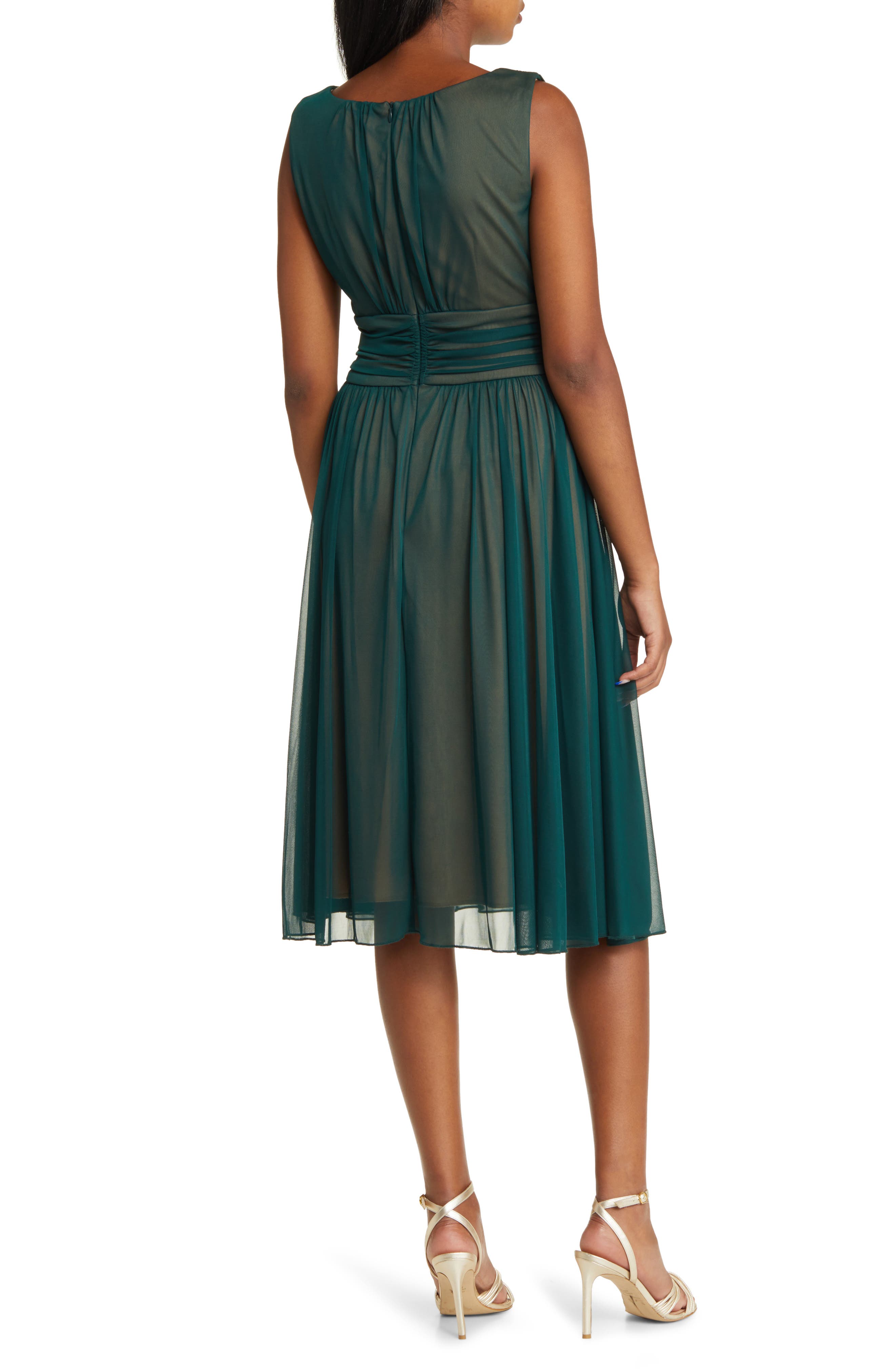 Chiffon Overlay Fit & Flare Dress - image 4