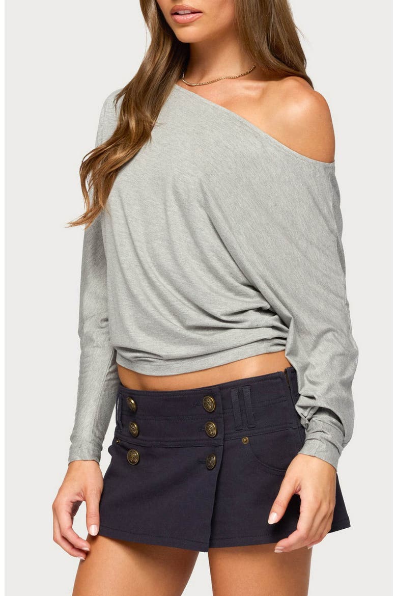 Pazzy Off Shoulder Top, Alternate, color, GRAY-MELANGE
