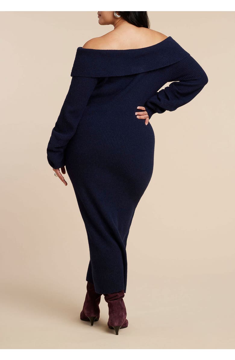 ELOQUII Slouchy Sweater Dress, Alternate, color, Navy