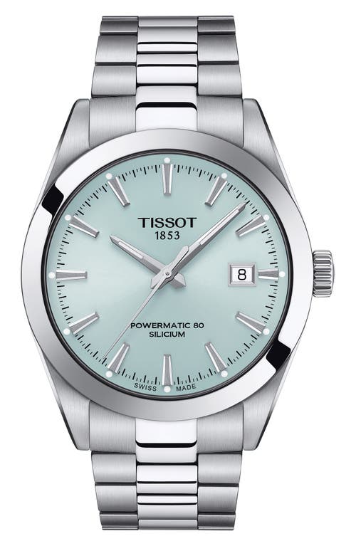 Tissot T-Classic Gentleman Powermatic Bracelet Watch, 40mm in Silver/Ice Blue 