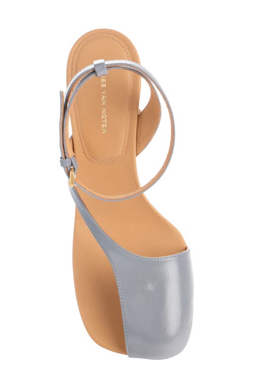 Dries Van Noten Dented Wedge Ankle Strap Sandal In Gray