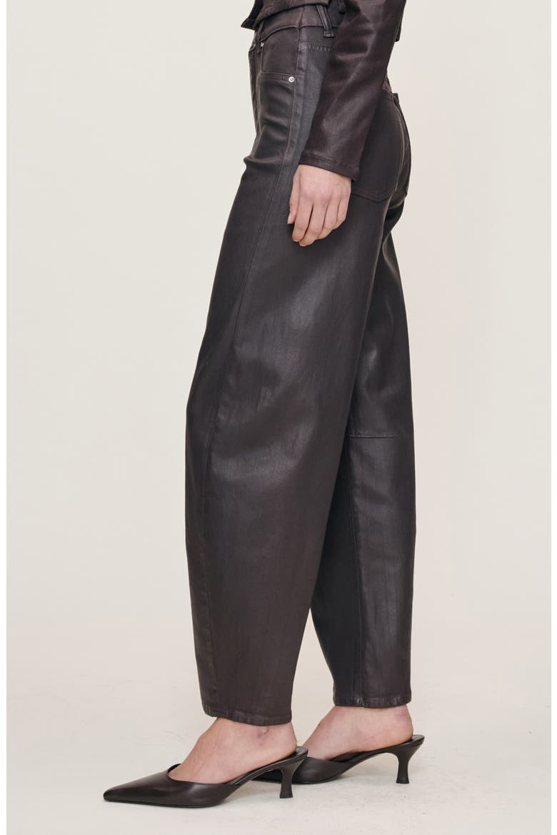 Miro Coated High Waist Barrel Jeans, Alternate, color, COCOA COATED