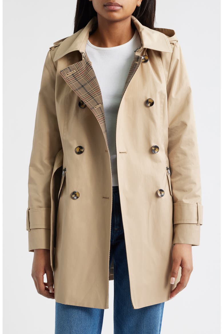 Double Breasted Trench Raincoat, Alternate, color, STONE