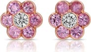 Anita Ko 18k Gold Diamond & Pink Sapphire Floral Stud Earrings