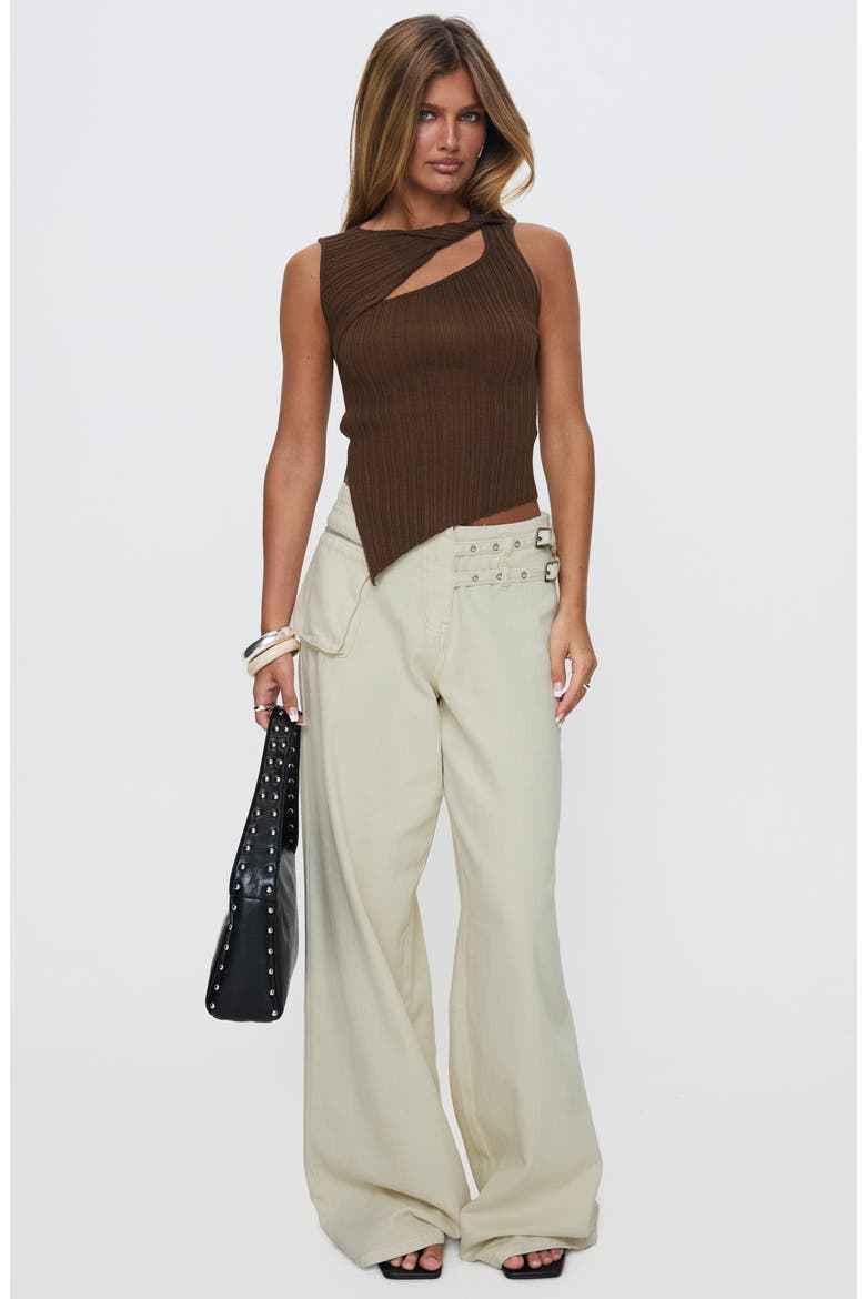 Realyze Cutout Top, Alternate, color, BROWN