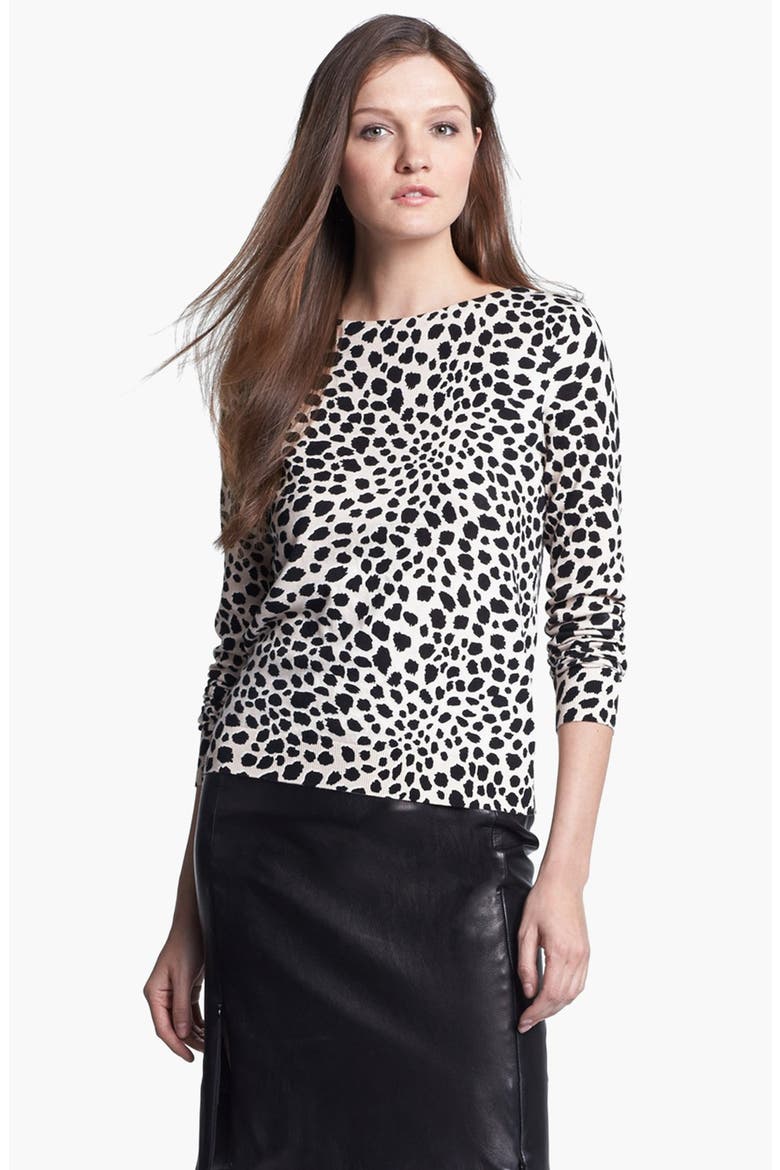 'Tinkit' Print Sweater, Main, color, LEOPARD SPOTS IVORY