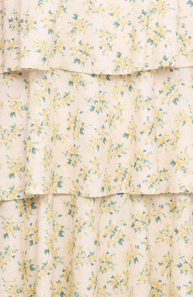 Petal & Pup Darlia Tiered Floral Print Maxi Dress, Alternate, color, Yellow Floral