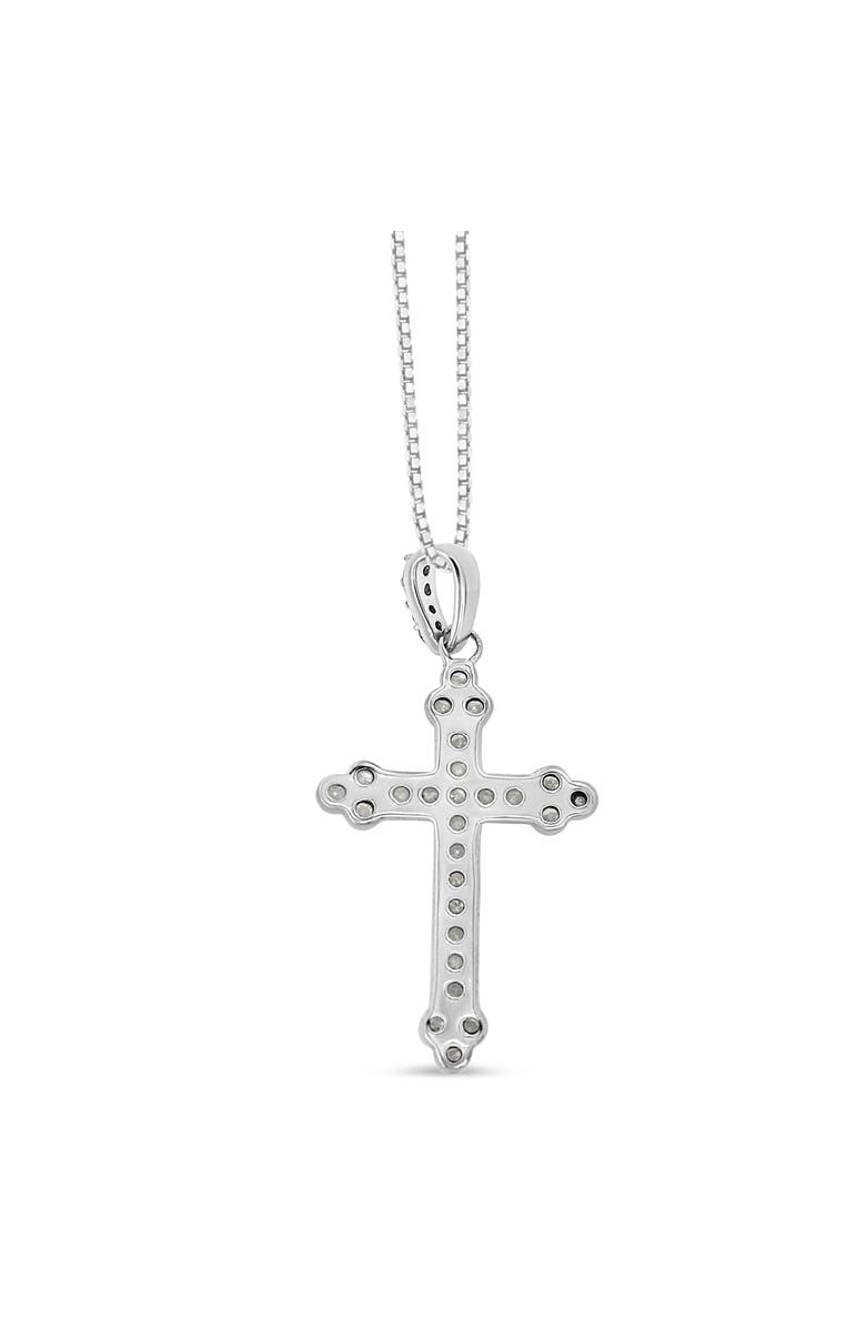 Haus of Brilliance Silver 1/4 Cttw Prong Set Round-Cut Diamond Cross 18" Pendant Necklace, Alternate, color, White