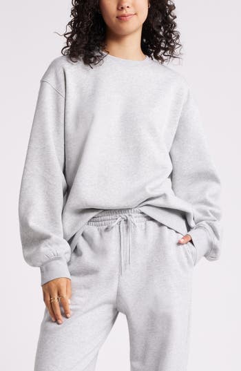 Bp. Fleece Detail Oversize Crewneck Sweatshirt In Gray