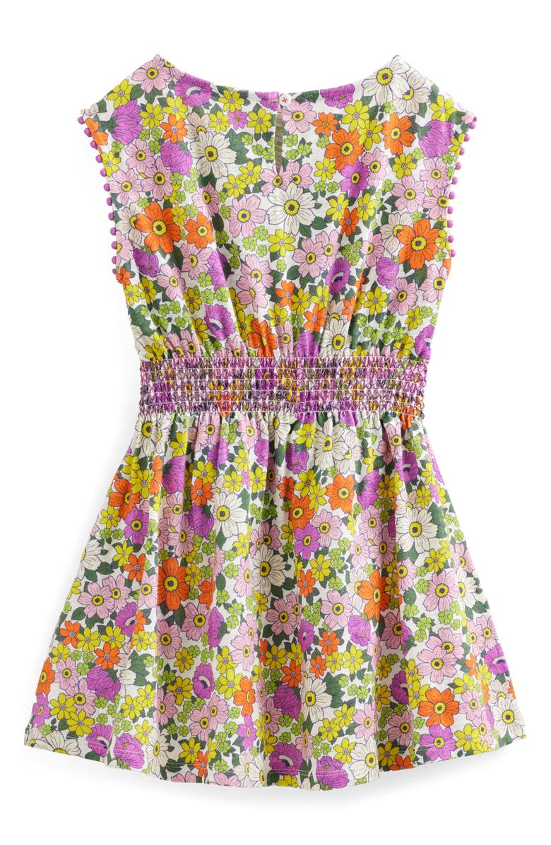 Mini Boden Kids' Floral Smocked Waist Dress, Alternate, color, Ivory Radiant Orchid