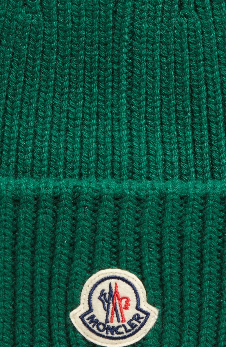 Moncler Bell Logo Patch Virgin Wool & Cashmere Beanie, Alternate, color, 